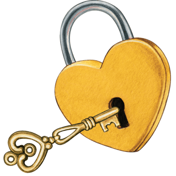 Watercolor hand drawn heart shaped lock png