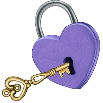 Watercolor hand drawn heart shaped lock png