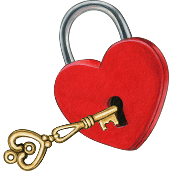 Watercolor hand drawn heart shaped lock png