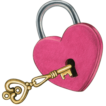 Watercolor hand drawn heart shaped lock png