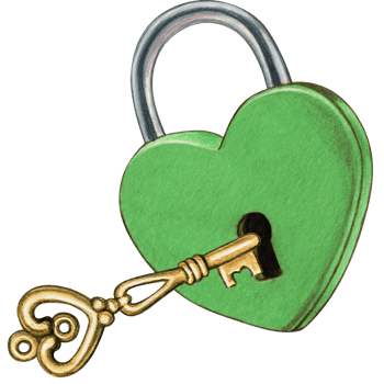 Watercolor hand drawn heart shaped lock png