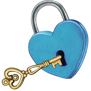 Watercolor hand drawn heart shaped lock png