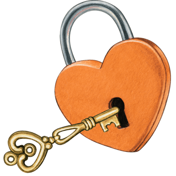 Watercolor hand drawn heart shaped lock png