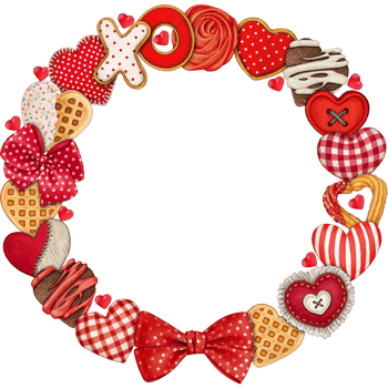 watercolor hand drawn st valentine's wreath png