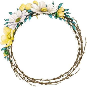 watercolor floral spring wreath png