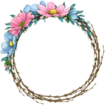watercolor floral spring wreath png