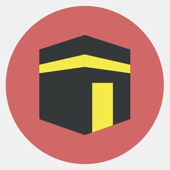 Icon kaaba mecca. Islamic elements of Ramadhan, Eid Al Fitr, Eid Al Adha. Icons in color mate style. Good for prints, posters, logo, decoration, greeting card, etc. vector