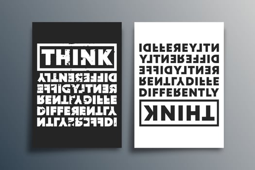Think Differently quote minimal design for flyers, posters, brochure covers, backgrounds, wallpaper, typography, or other printing products. Vector illustration.
