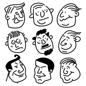 Moody Male Facial Expressions vector