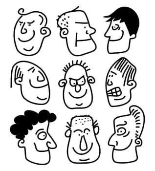 Expressive Male Facial Expressions vector