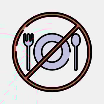 Icon fasting. Islamic elements of Ramadhan, Eid Al Fitr, Eid Al Adha. Icons in filled line style. Good for prints, posters, logo, decoration, greeting card, etc. vector