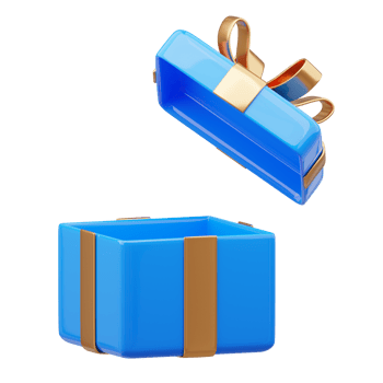 3d blue gift box with shopping bag png