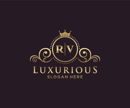 Initial RV Letter Royal Luxury Logo template in vector art for Restaurant, Royalty, Boutique, Cafe, Hotel, Heraldic, Jewelry, Fashion and other vector illustration.
