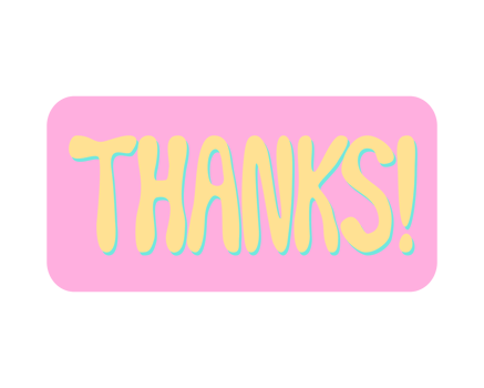 Thanks Sign Bubble Letter Yellow and Pink png