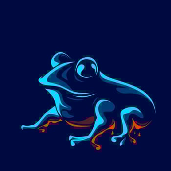 Frog head line pop art potrait logo colorful design with dark background. Abstract vector illustration. Isolated black background for t-shirt, poster, clothing, merch, apparel, badge design