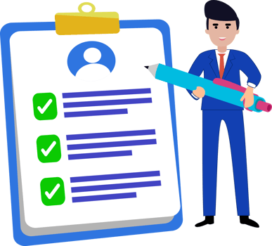 fills in the profile data form. businessman fills in the profile data form png