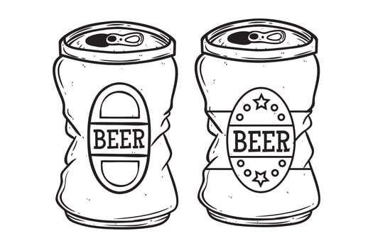 hand drawing beer can on white background vector