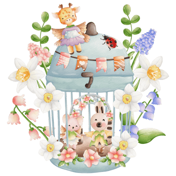 Cute Animal fairy and fairy house, Spring Season illustration Element png