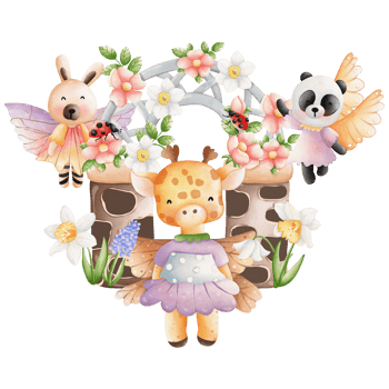 Cute Animal fairy and fairy house, Spring Season illustration Element png