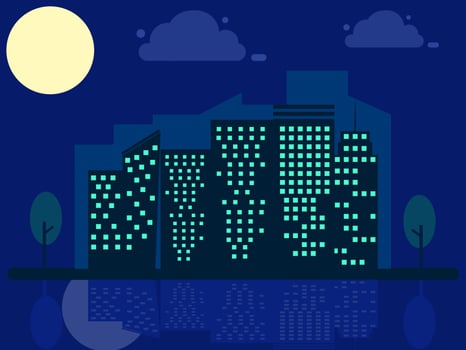 night city view, cityscape in night vector