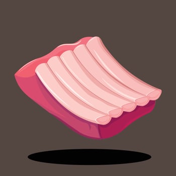 Raw Tender Rib Beef Red Meat with Bone Vector Illustration
