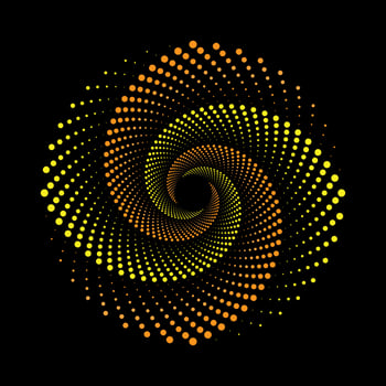 Yellow and orange dotted spiral vortex circle vector