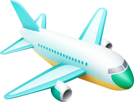 3D airplane icon for transport and travel on vacation. png