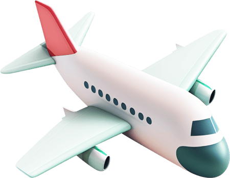 3D airplane icon for transport and travel on vacation. png