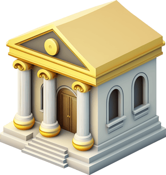 3D bank icon illustration for exchange money and coin. png