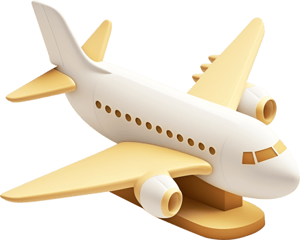 3D airplane icon for transport and travel on vacation. png