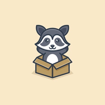 Cute Raccoon Logo Design vector