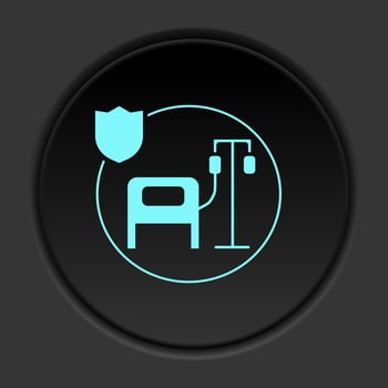 Dark button flat icons on round backgrounds. Building construction insurance dark circle vector icon on darken background