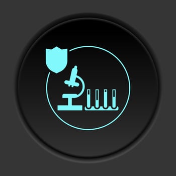 Dark button flat icons on round backgrounds. Building construction insurance dark circle vector icon on darken background