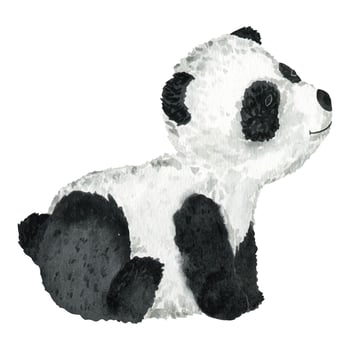 Cute sit panda. isolated on a white background. Watercolor illustration. Animal of the wild. vector