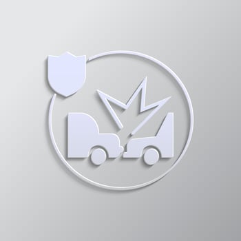 car, insurance, crash, icon, vector, insurable, fuse paper style. Grey color vector background- Paper style vector icon. on white background
