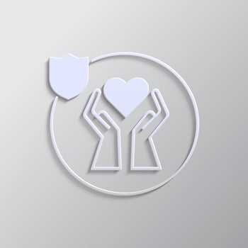 human, insurance, health, heart, icon, vector, insurable, fuse paper style. Grey color vector background- Paper style vector icon. on white background