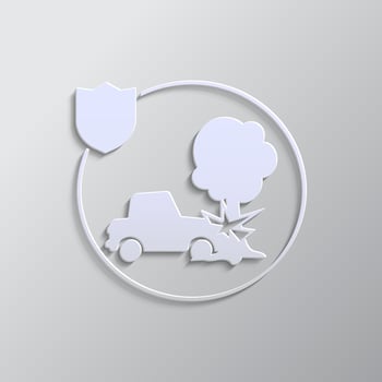 car, insurance, fire, icon, vector, insurable, fuse paper style. Grey color vector background- Paper style vector icon. on white background