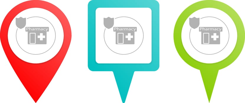 Multicolor pin vector icon, diferent type map and navigation point, human, insurance, pharmacy, icon, vector, insurable, fuse, pin on white background
