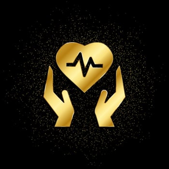 Health, heart, insurance, medical gold, icon. Vector illustration of golden particle background . Vector gold background