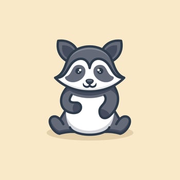 Cute Smile Raccoon Logo Design vector