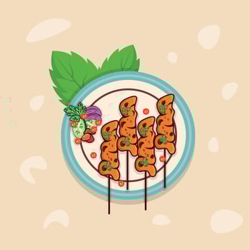 Creative Asian Food Stay Illustration, Best Colorful Satay Vector Design, Premium Vector. Premium Hi-Quality Creative food satay illustration.
