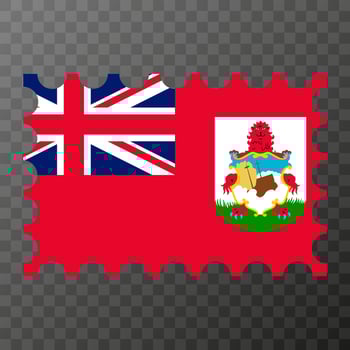 Postage stamp with Bermuda flag. Vector illustration.