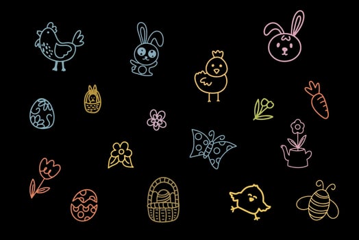 Ester day spring element for decoration doodle line art vector and illustration
