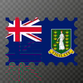 Postage stamp with British Virgin Islands flag. Vector illustration.