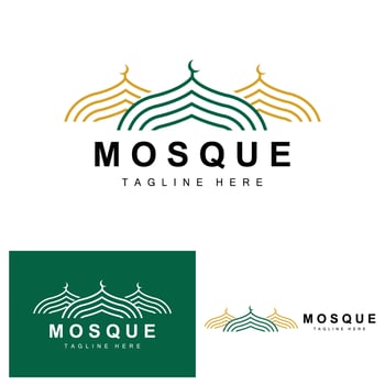 Mosque Logo, Islamic Worship Design, Eid Al Fitr Mosque Building Vector Icon Template, Ramadan, Eid Al Adha