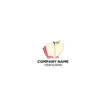Simple apple and book logo design vector image