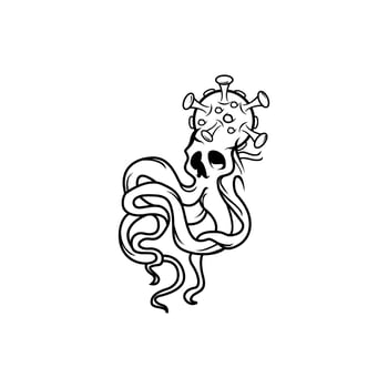 Skull octopus coronavirus head illustration vector