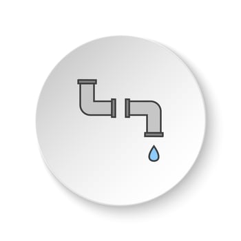 Round button for web icon, Pipes, water. Button banner round, badge interface for application illustration on white background vector