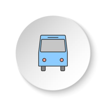 Round button for web icon, Bus. Button banner round, badge interface for application illustration on white background vector
