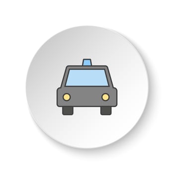Round button for web icon, Taxi. Button banner round, badge interface for application illustration on white background vector